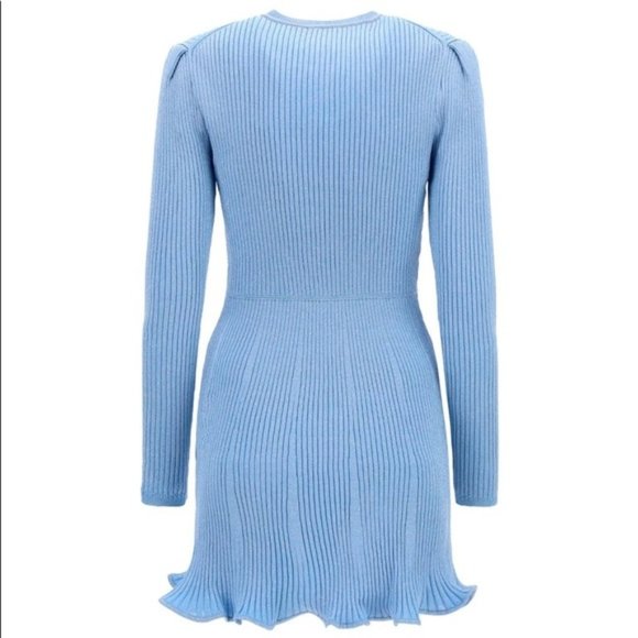 NWT Self-Portrait Bow Detail Lurex Knit Mini Dress L - Picture 2 of 6